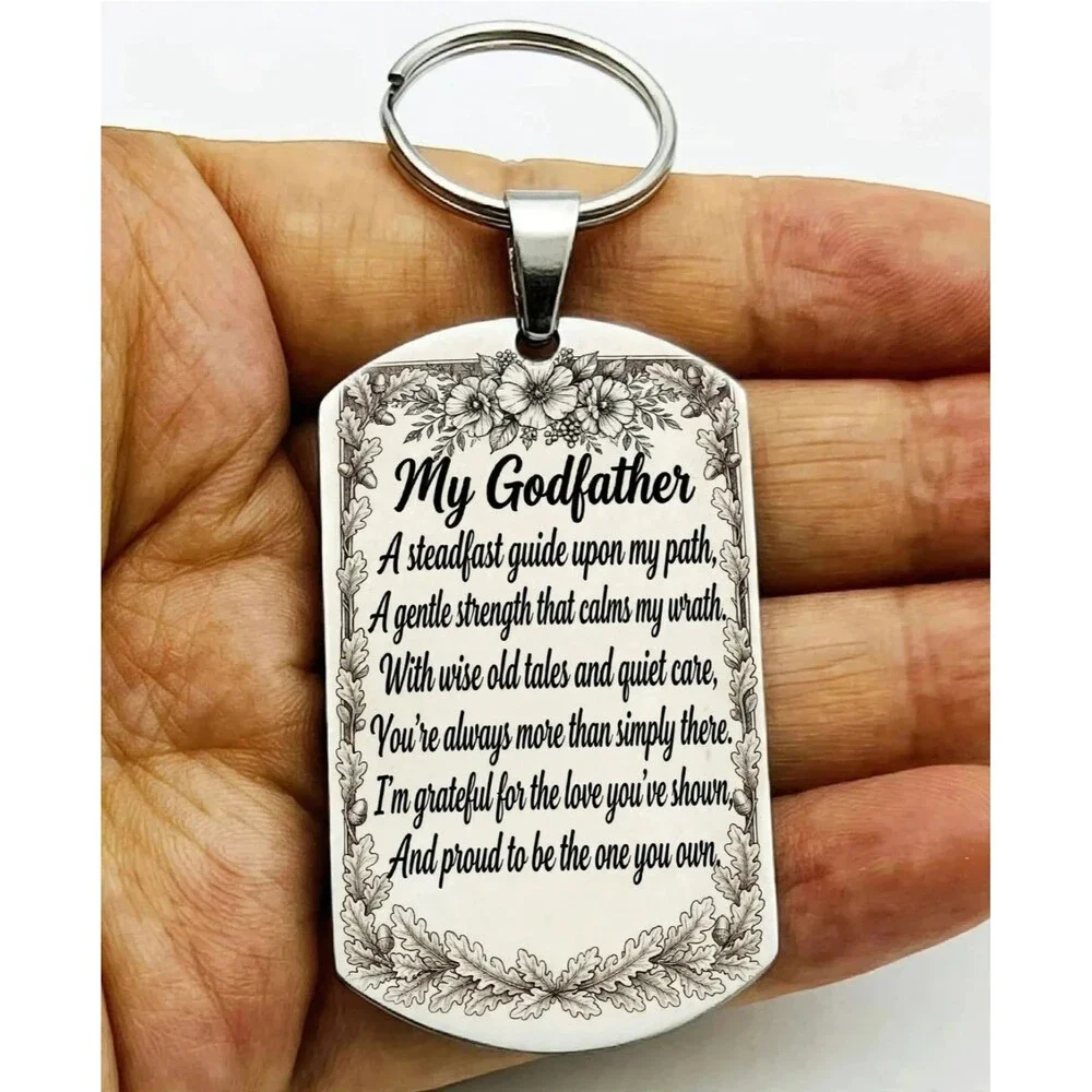 Godfather Mom Mommy Family Stainless Keychain Reminder Hot Cute Quote Kid Child